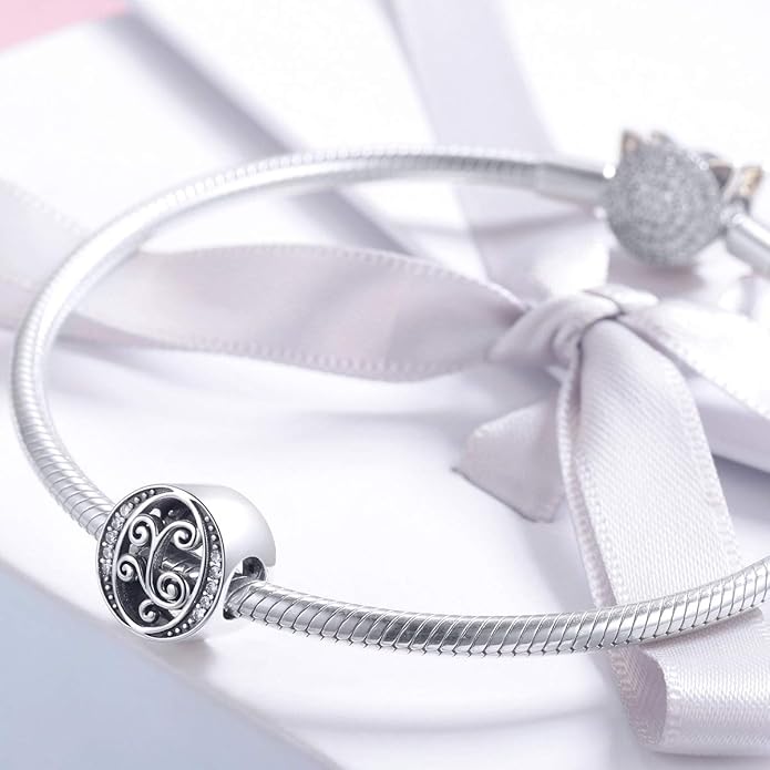 925 Sterling Silver Letter Charms for Pandora Bracelets Alphabet Initial Charms Beads Birthday Christmas Jewelry Gift for Women