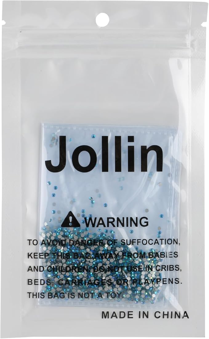 Jollin Glue Fix Crystal Flatback Rhinestones Glass Diamantes Gems for Nail Art Crafts Decorations Clothes Shoes(ss4 2880pcs, Aquamarine AB)