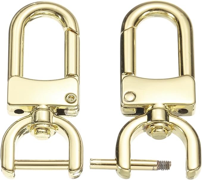 PATIKIL 1/2 Inch Swivel Clasp Hooks, 2 Pcs Detachable Snap Hook with Screw Bar, Swivel Lobster Claw Clasps for Bag Strap Replacement Purse Lanyard DIY Craft Hardware, Light Gold