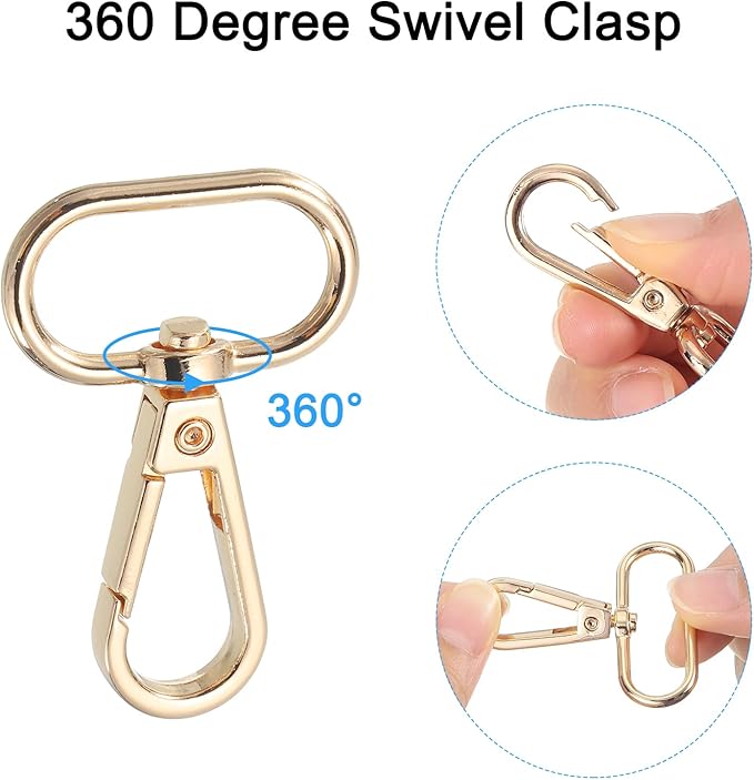 uxcell 12 Pcs Swivel Clasp Hook, 0.98" Purse Snap Clasps Detachable for Bag, Dark Gold