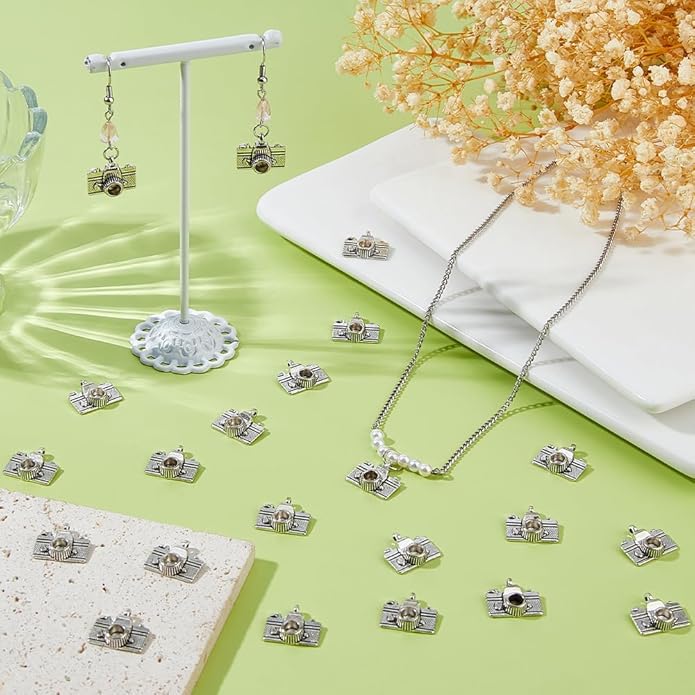 DICOSMETIC 70Pcs Camera Shape Charm Alloy Camera Charms Vintage Photography Charms 14x15.5x4.5mm Mini Metal Charm for Bracelet Earring Jewelry Making, Hole: 1.6mm