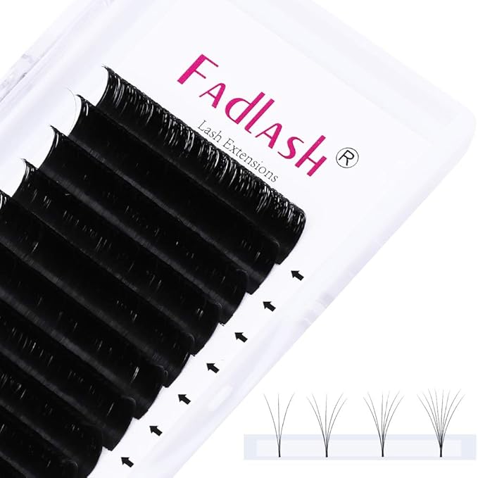 Mega Volume Lash Extensions 0.03 Self Fanning Lashes C Curl Easy Fan Lash Extensions 5D 7D 10D Automatic Blooming Eyelashes (0.03-C, 12mm)
