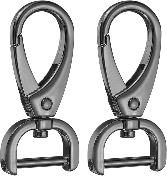 HARFINGTON 2Pcs Detachable Snap Hook Swivel Clasp 5/8" D Ring with Swivel Lobster Claw Clasps Hook for Purse Strap Keychain Bag DIY Craft, Gunmetal