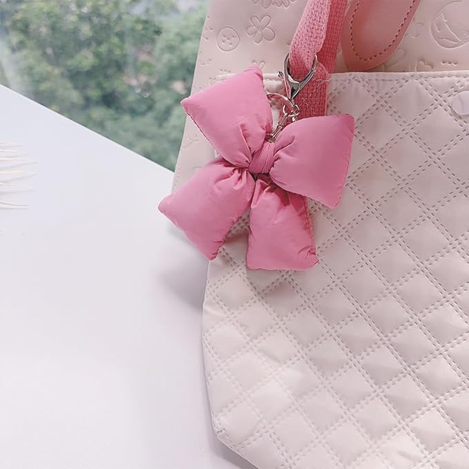 Pink Bow Keychain Bag Charms Y2K Bowknot Plaid Keychains Coquette Aesthetic Purse Handbag Backpacks Charms