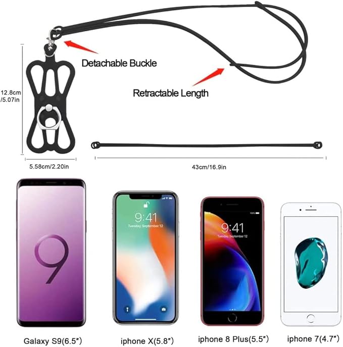 Cell Phone Lanyard Crossbody with Adjustable Neck Strap and Phone Ring Grip,Universal Lanyard for iPhone Lanyards