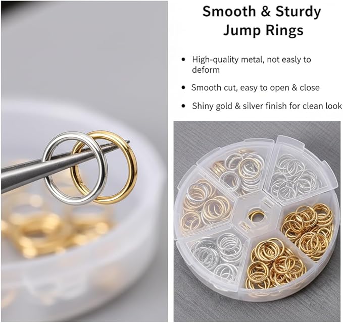 970Pcs O Ring Connectors for Jewelry Making - Metal Open Jump Rings Set in 4mm/5mm/6mm/7mm/8mm/10mm - DIY Jewelry Findings & Craft Supplies