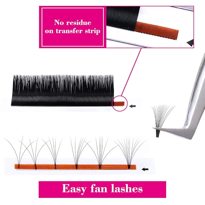 FADLASH Eyelash Extensions Volume 20mm-25mm Mixed Tray Self Fanning Lashes D Curl 0.07mm Lash Extension Supplies Rapid Blooming Lashes (0.07-D, 20-25mm Mix)