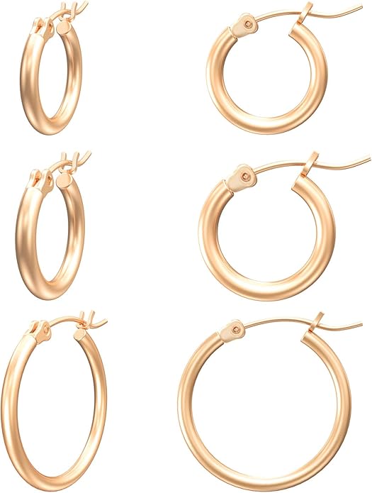 Gacimy Gold Hoop Earrings for Women 14K Real Gold Plated Hoops with 925 Sterling Silver Post