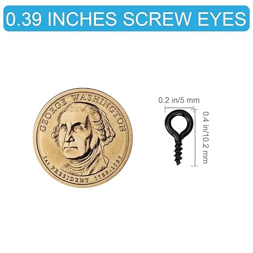 Aovchei Eye Screws, 500PCS 0.39 Inches Heavy Duty Metal Screw Hooks, Self Tapping Eye Bolts, Indoor & Outdoor for Hanging Artwork, Black
