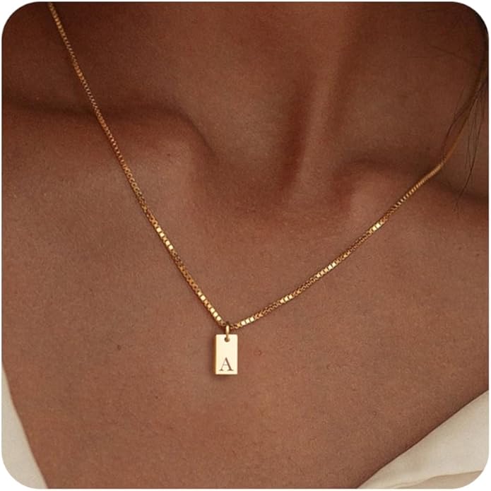 Initial Necklaces for Women 14K Gold Plated Letter Necklace Dainty Name Pendant Necklace Personalized Christmas Gifts for Women Trendy Gold Jewelry