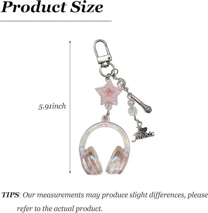 Music Keychain Y2K Guitar Star Keychain Purse Bag Charms for Handbags Backpacks Aesthetic Accessories Gifts for Women