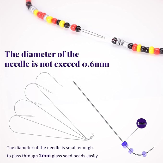 Karsspor 4 PCS Large Eye Beading Needles with Handle, 5.3 Inch Stainless Bead Needle for Bead Spinner, Glass Seed Beads, Bead Spinner Needle for Beading Bracelet Necklace Jewelry Making