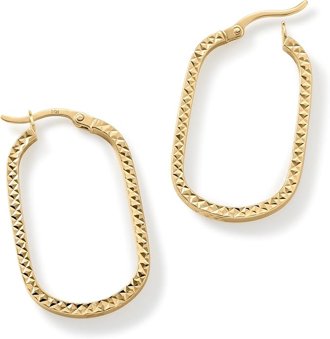 Paperclip Oval Hoops in Real 10K White Gold with a Diamond-Cut Finish | 30mm Length | Real Gold, Stamped for Authenticity