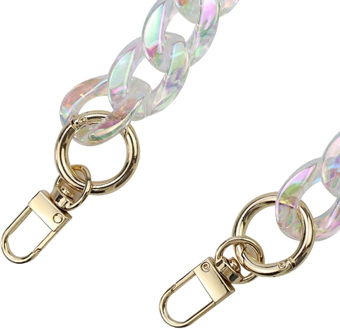 Chunky Acrylic Purse Strap Bag Chain Handle Purse Chain Replacement for Handbag Purse Shoulder Bag (Colorful Transparent,17.7")