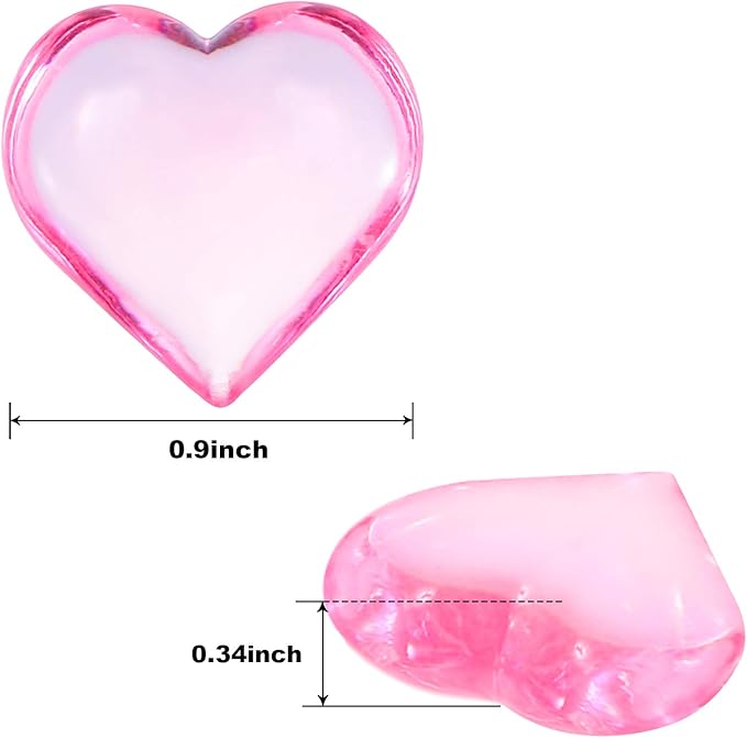 Tatuo 160 Pieces Acrylic Heart Decoration Valentine Gifts Heart Ornaments for Vase Fillers and Table Scatter, 0. 9 Inch(Pink)
