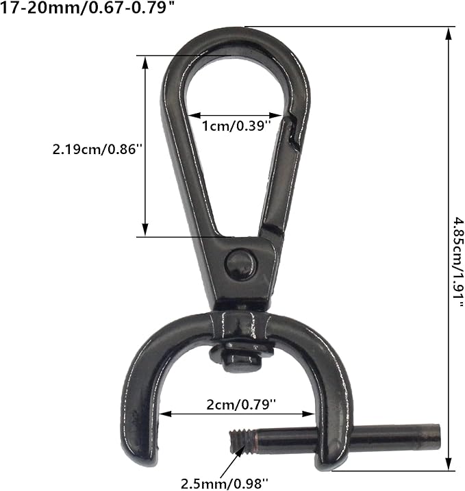 4 PCS Swivel Clasp Hooks,SAFYY Detachable Snap Hook W/Screw Bar Heavy Duty,3/4 Inches D Ring Swivel Lobster Claw Clasp with Screwdriver for Lanyard Bag Leather Craft Purse Hardware DIY Bag-Gunmetal