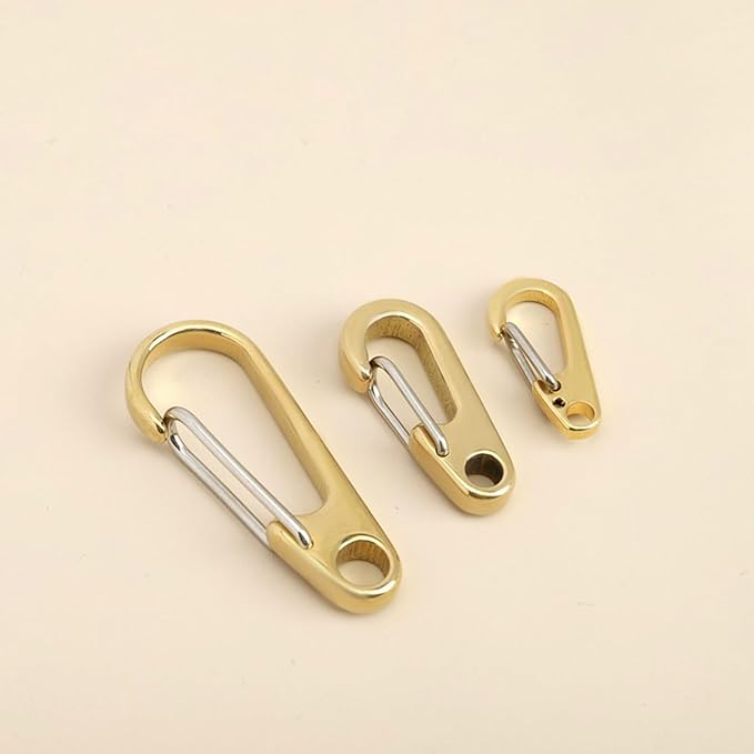 dophee 2Pcs Brass Keychain Carabiner Clip, Spring Snap Hook Clasp Keyring Pendant for Backpack Fishing Camping Hiking Dog Chain