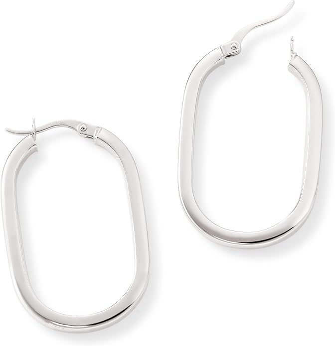 Gold Oval Tube Hoop Earrings for Women – High Polish Finish, Lightweight Hollow Design, 10K or 14K Real Gold