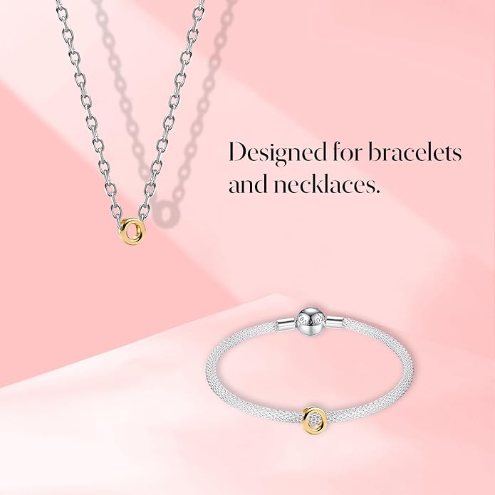 S925 A-Z 14K Gold Plated Initial Letter Alphabet Charms for Pandora Bracelets and Necklaces Women, Gifts for Couple Family Friend on Birthday Anniversary Christmas Mothers Valentine's Day Grad