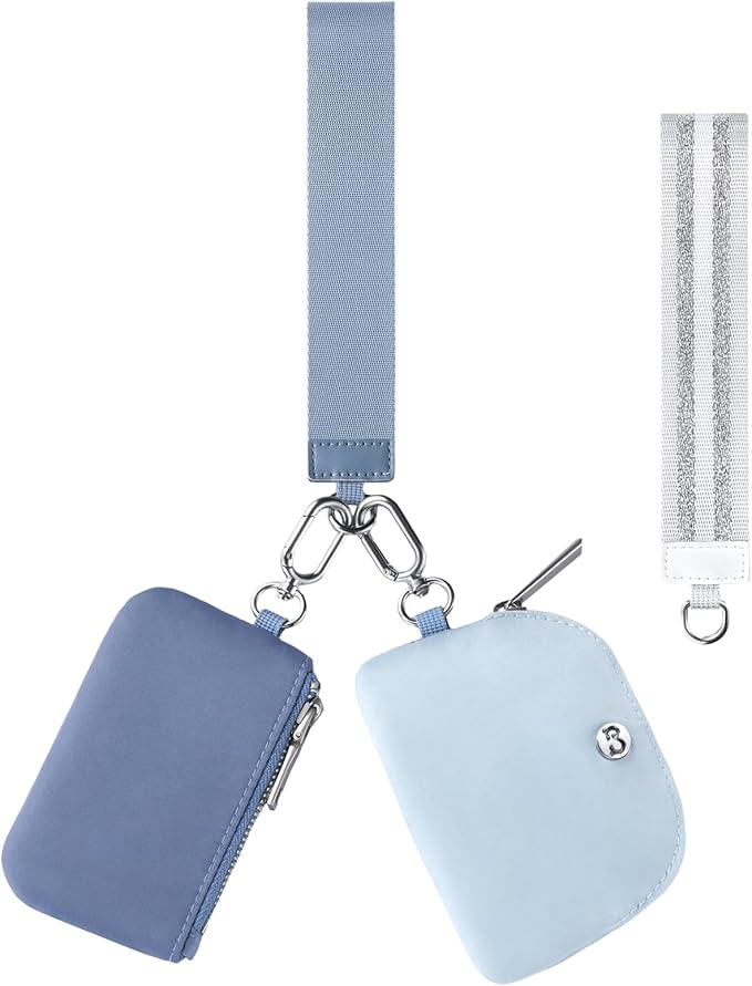 Babysun Mini Zip Around Dual Pouch Wristlet With 2 Straps Wristlet Keychain Wallet for Women Coin Purse Small Cute for Teen Girl
