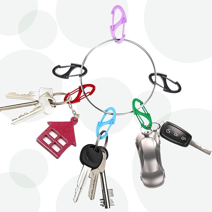 Moxweyeni 20 Pcs Zipper Clip S Carabiner Clips Small Alloy Snap Hook Anti Theft 1. 6 Inch Mini Dual Wire Gate Interlocking Keychain Clip Attachment for Women Men Camping Hiking