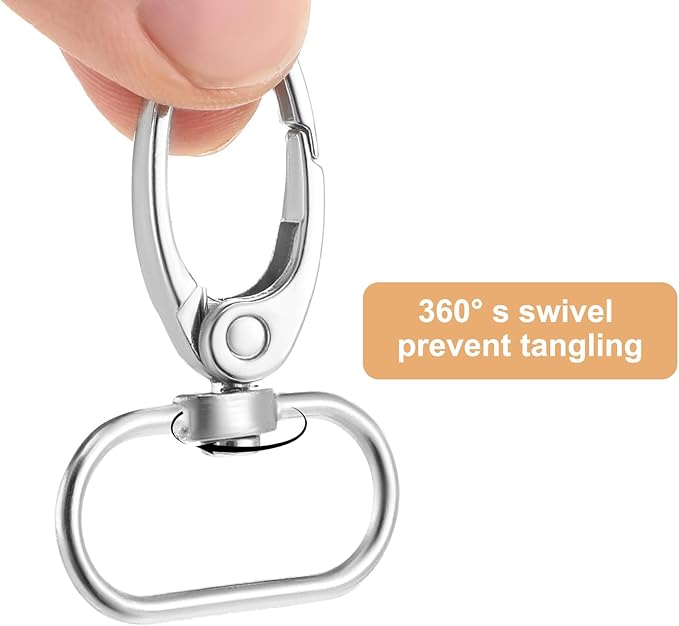 80 Pack 1 Inch Swivel Clasp Silver Lobster Claw Clasps for Keychains Lanyard Clips D Ring Keychain Clip Swivel Snap Hooks for Key Chain, Crafts and Purse DIY Lanyard Making