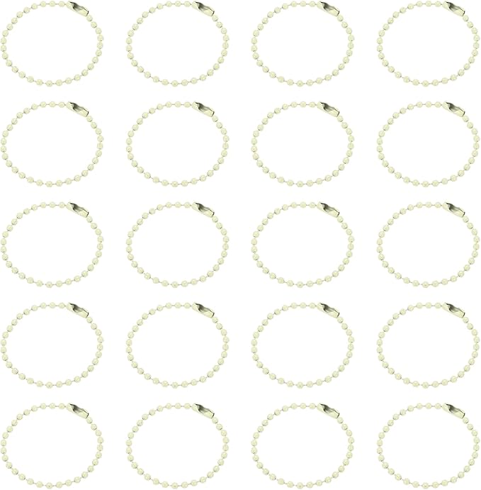 MECCANIXITY 30Pcs 5 Inch Ball Bead Chain, Metal Ball Chain with Connectors for Keychain Hanging Ornament Tag Jewelry Necklace Christmas Decoration,Beige