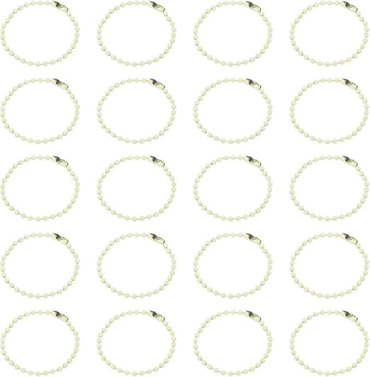 MECCANIXITY 30Pcs 5 Inch Ball Bead Chain, Metal Ball Chain with Connectors for Keychain Hanging Ornament Tag Jewelry Necklace Christmas Decoration,Beige