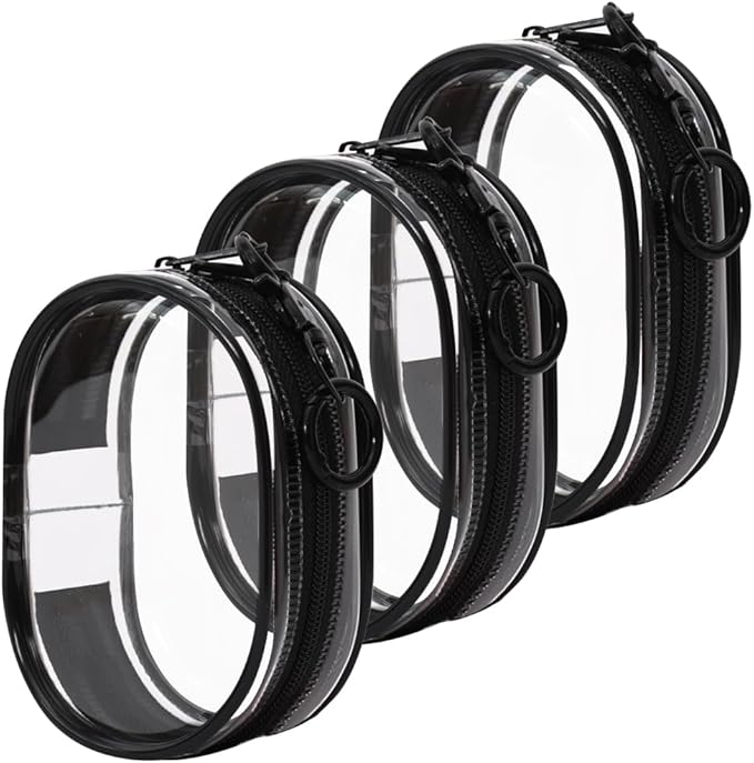 Clear Keychain Bag for 4.1'' Tall Dolls, Hanging Protective Display Case, Portable Travel Storage Bag-Black 3 Pack