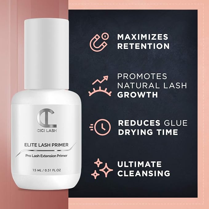 Elite Eyelash Extension Primer/Pre-Treatment (15ml) - Professional Lash Cleanser & Protein Oil Remover For Individual Mink Eyelash Extensions | Increases Retention & Glue Drying Time | Lash Supplies