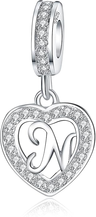925 Sterling Silver Letter Charms A~Z Alphabet Charm Letter Beads fit Pandora European Bracelets fit Wife Mom Christmas Birthday Gift
