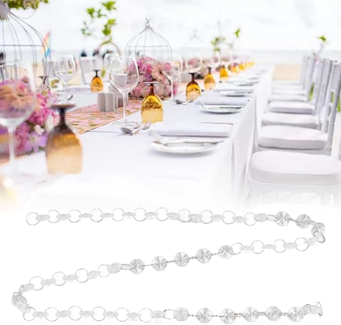 10pcs Crystal Chain Garland Strand, Acrylic Bead Chain Decorations, Adjustable Length DIY Wedding Party Celebration Decor with Metal Rings, for Christmas Trees Chandeliers Home Gar