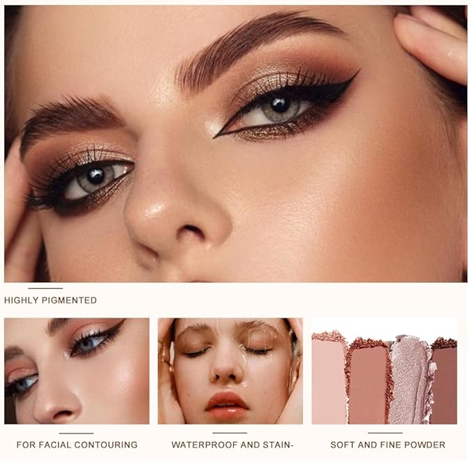 6-Color Shimmer Matte Eyeshadow Palette, Neutral Nude Diamond Sparkle Shades, Highly Pigmented Blendable Waterproof Long-Lasting Eye Makeup, Silky Smooth Pearl Finish, Ideal for Friends-A02#