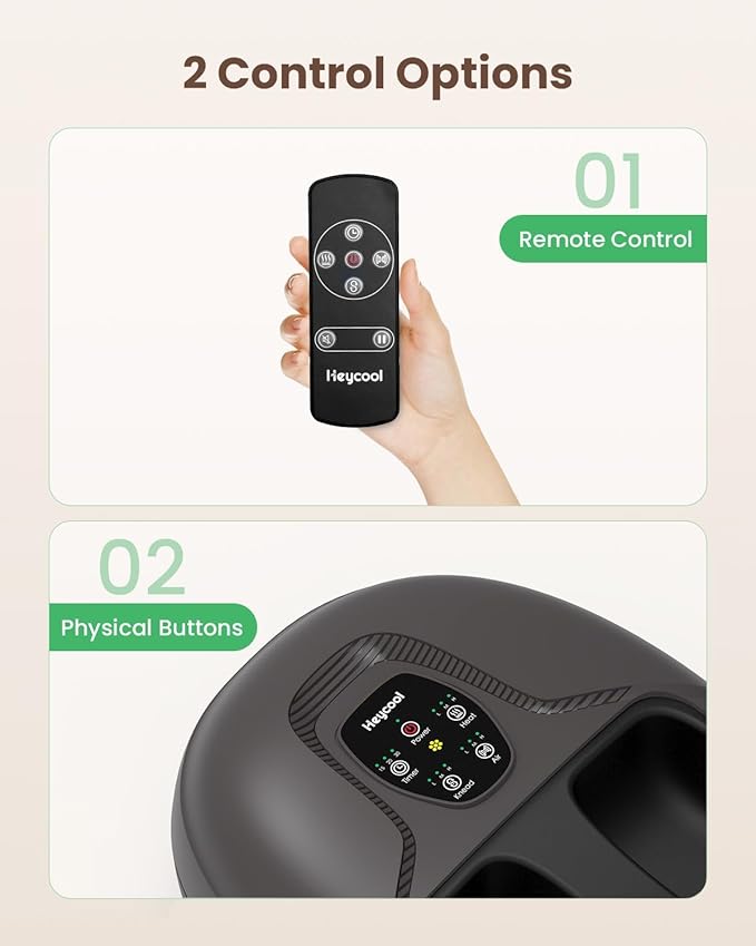 Heycool Shiatsu Foot Massager Machine with Heat,Feet Massager for Plantar Fasciitis Neuropathy, Soles & Instep Heating, Remote Control, Up to Men Size 14, Gift for Mom Dad
