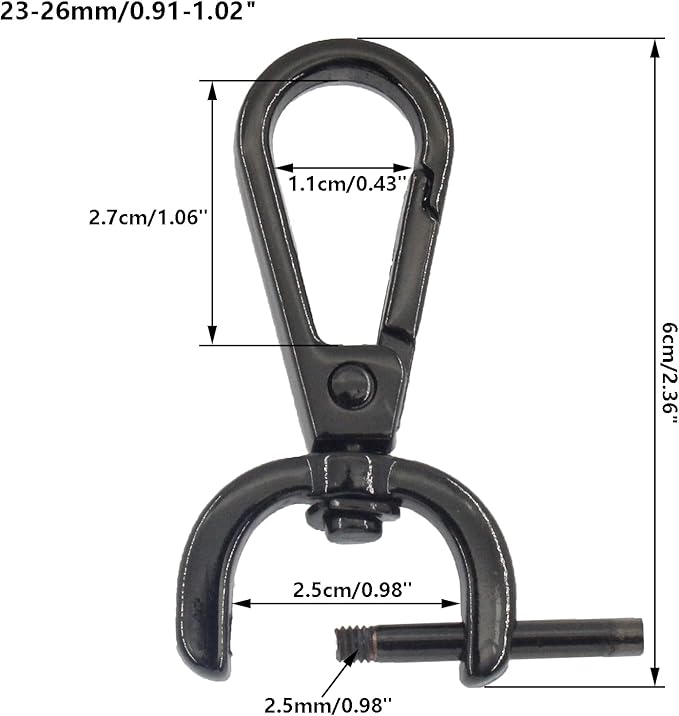 4 PCS Swivel Clasp Hooks,SAFYY Detachable Snap Hook W/Screw Bar Heavy Duty,1 Inches D Ring Swivel Lobster Claw Clasp with Screwdriver for Lanyard Bag Leather Craft Purse Hardware DIY Bag-Gunmetal
