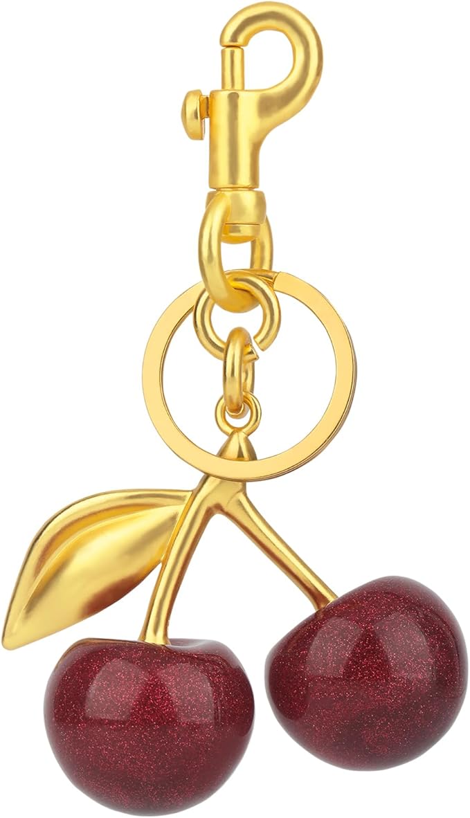 cherry bag charm, cute keychain cherry purse charms for handbags, bag accessories, gifts for women.
