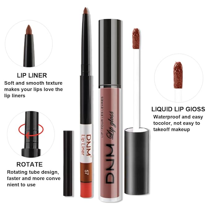 evpct 2Pcs Maroon Matte Lip Liner and Lipstick Combo Set for Women, Maroon Lip Combo Set Liquid Lips Stick Gloss and Lipliner Stains Set Long Lasting Waterproof, Lips Makeup 24 Hours originales
