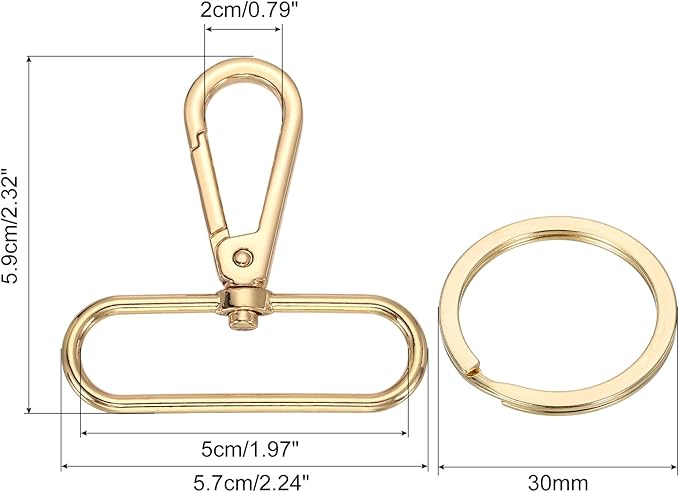 uxcell 12 Pcs Swivel Clasp Hook, 1.97" Purse Snap Clasps Detachable for Bag, Dark Gold