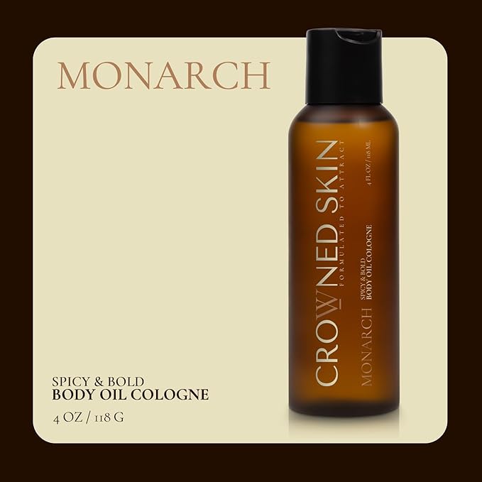 Crowned Skin Monarch Body Butter Cologne and Body Oil Cologne Bundle | New Moisturizing Formula | Skin Care Set with White Musk & Cedarwood Scent | Natural Shea & Mango Butters | All-Day Fragrance