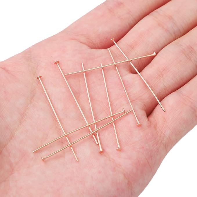 Rose Gold Plated Flat Head Pins Non Tarnish 40mm 150pcs for Jewelry Making Findings