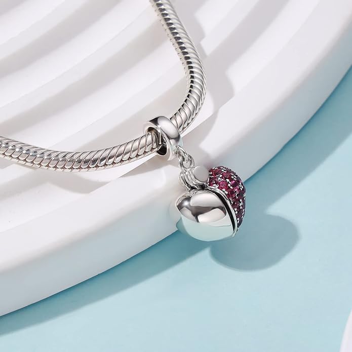925 Sterling Silver Love Heart Charms fit Pandora Style Bracelets for Mothers Day Christmas Valentines Day Gift for Mom Wife Grandma