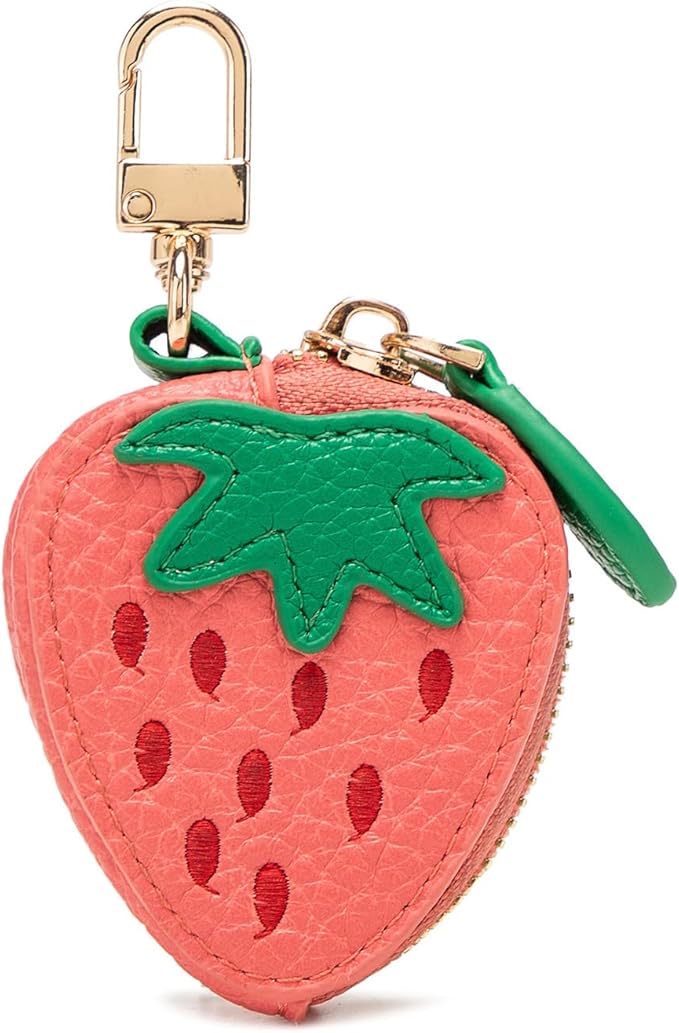 Strawberry Fruit Bag Charm Cute Fruit Charms for Purse, Coin Purse Keychains Leather Small Pouch Mini Pouch Keychain Small Wallet Key Chain Pink Mini Bag Keychains, Birthday Christmas Gifts for Women