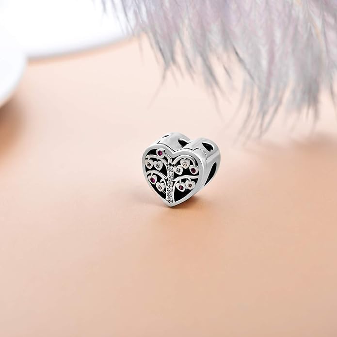 LONAGO 925 Sterling Silver Personalized Photo Charm Fit Compatible for Bracelet Necklace Customized Heart Round Shape Picture Bead