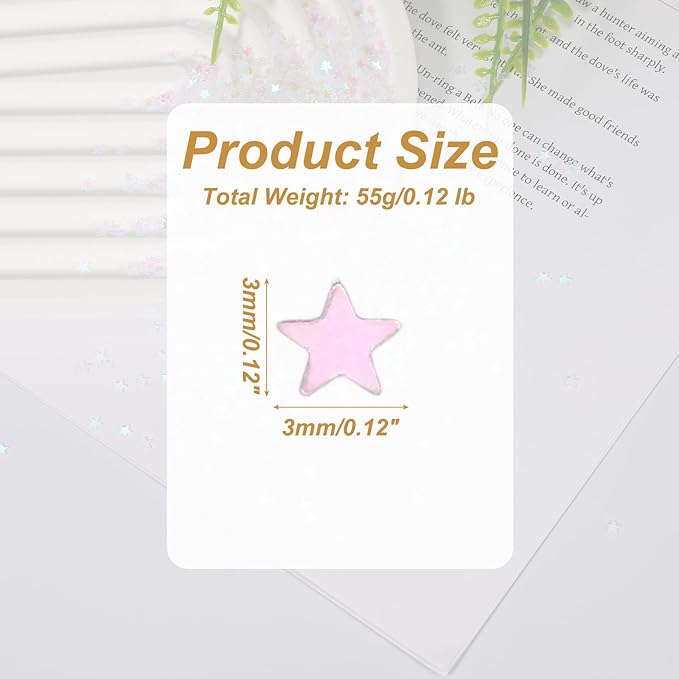 uxcell 1.94oz(55g) Star Glitter Confetti, 3mm Art Craft Glitter Holographic Sequins Table Confetti Laser Sequins for Crafts DIY Nail and Party Wedding Festival Decoration, Clear White
