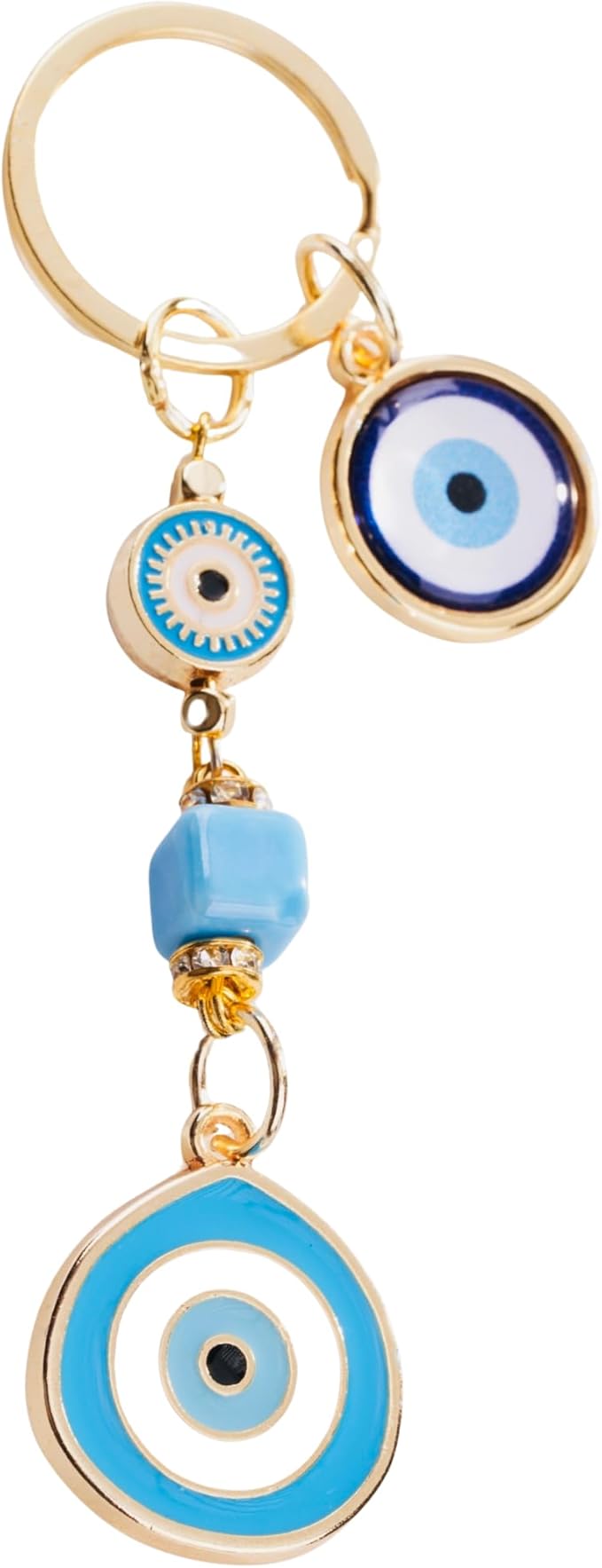 BCS Evil Eye Keychain Bag Charm - Good Luck & Protection Amulet - Car Keyring Purse Accessories for Women