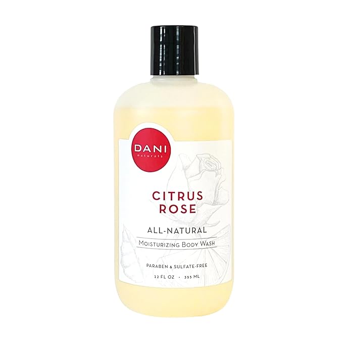 DANI Naturals Moisturizing Body Wash - Citrus Rose Scent with Organic Aloe Vera & Natural Glycerin - Paraben & Sulfate-Free Shower Gel - 12 oz - Vegan & Cruelty-Free
