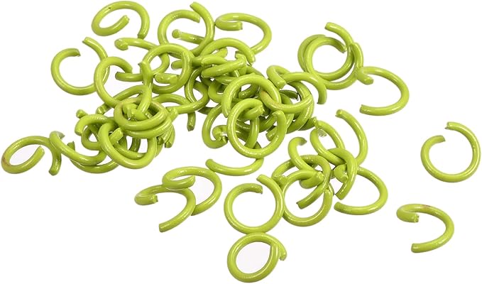 uxcell Open Jump Rings, 8mm Colorful O-Ring Connectors for DIY Crafts Jewelry Making, Carbon Steel, Bright Green, 100Pcs