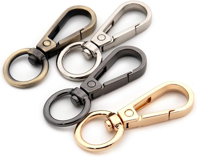 Swivel Hooks with D Ring, 10 PCS Purses Push Gate Lobster Clasps Fashion Clips Purse Making (Silver)