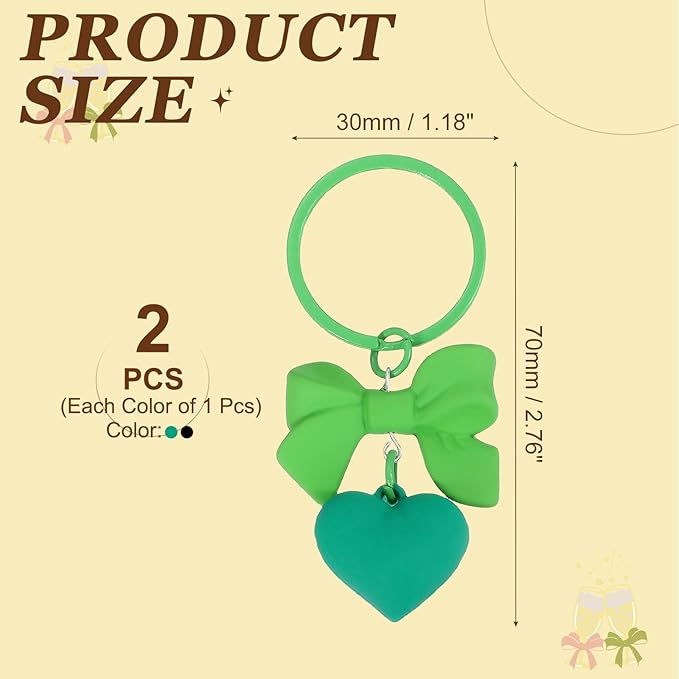 PATIKIL Cute Heart Keychain for Women, Bow Heart Purse Charm Bag Charm Accessories for Handbag Car Purse Backpack Wallet