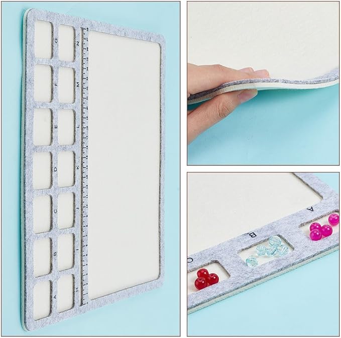 BENECREAT 3 Style Felt Beading Mat, Felt Design Bead Boards with Centimeter Alphabetic Scale Beads Tray Bead Pads for Art Crafts Jewelry Making Beading Supplies